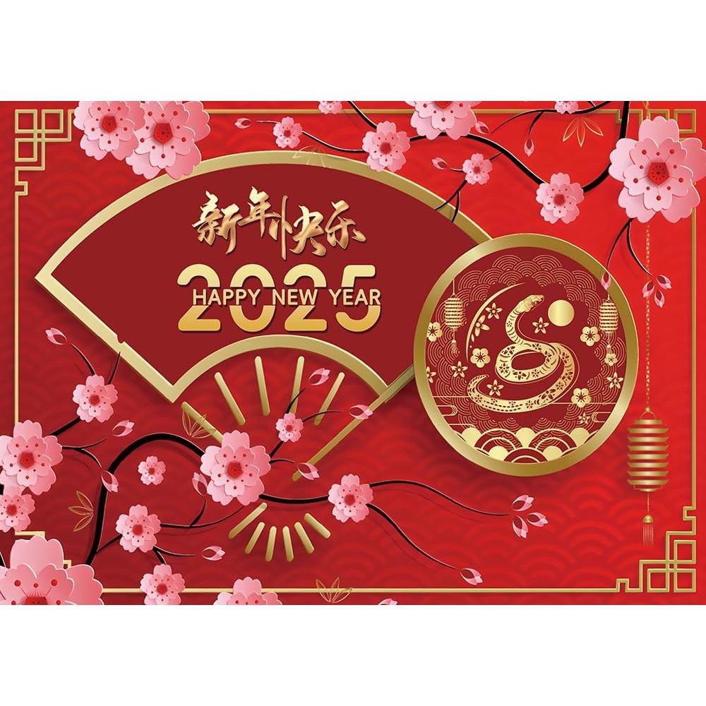 Laeacco Happy New Year Backdrop - 5x3FT Black & Gold Polyester Photography Background With Glitter