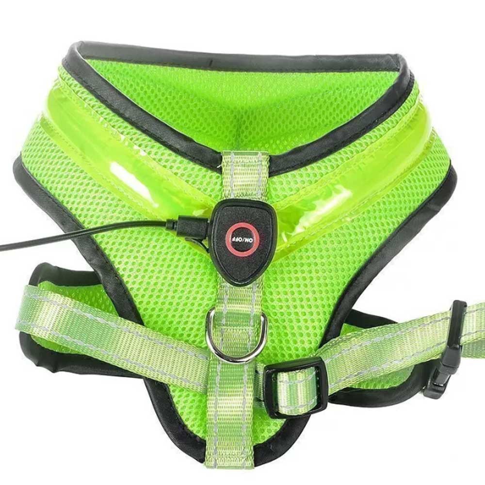 New LED Dog Harness Light Up Adjustable Flashing Safety Belt Collar