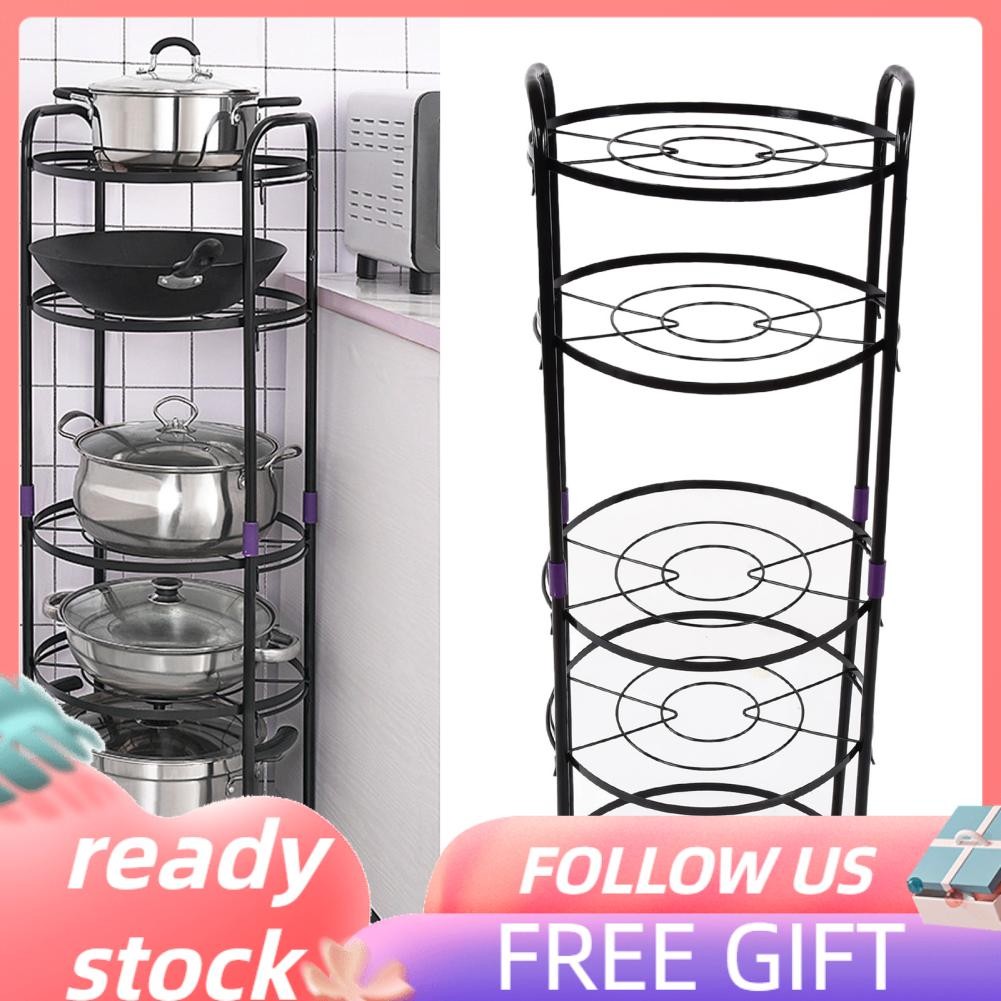 Hanhan1 5 Tiers Kitchen Storage Shelves Metal Corner Shelf Pot Rack ...