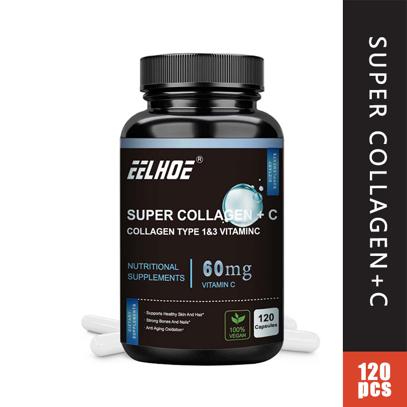 EELHOE Collagen Peptide + Vitamin C Capsules for Healthy Hair, Nails