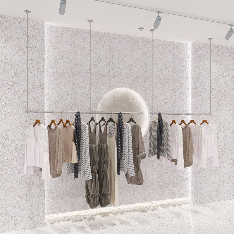Clothing Store Display Rack Hanger Iron Art Gold Ceiling Hanging Steel ...