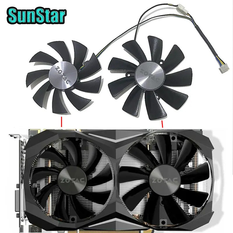 Ventola Di Raffreddamento Per Scheda Grafica ZOTAC GTX 1080/1070 Ti Mini, Diametro 85+100 Mm, Connettore 4 Pin, Silenziosa