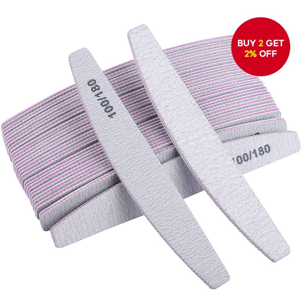 20Pcs/Lot Nail File Mix Color Limas 80/100 Grit Professional Sandpaper ...