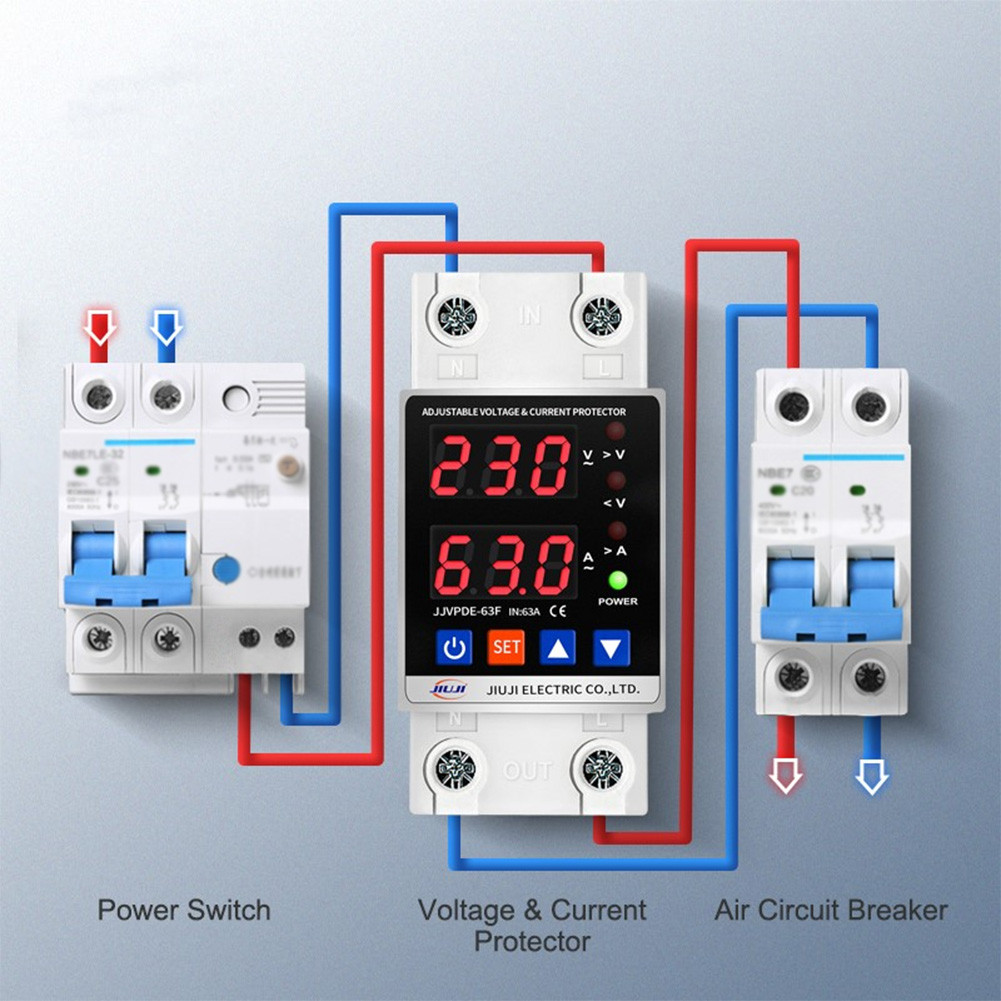 Automatic Reset Voltage Protector Dual Display Overvoltage Over Current ...