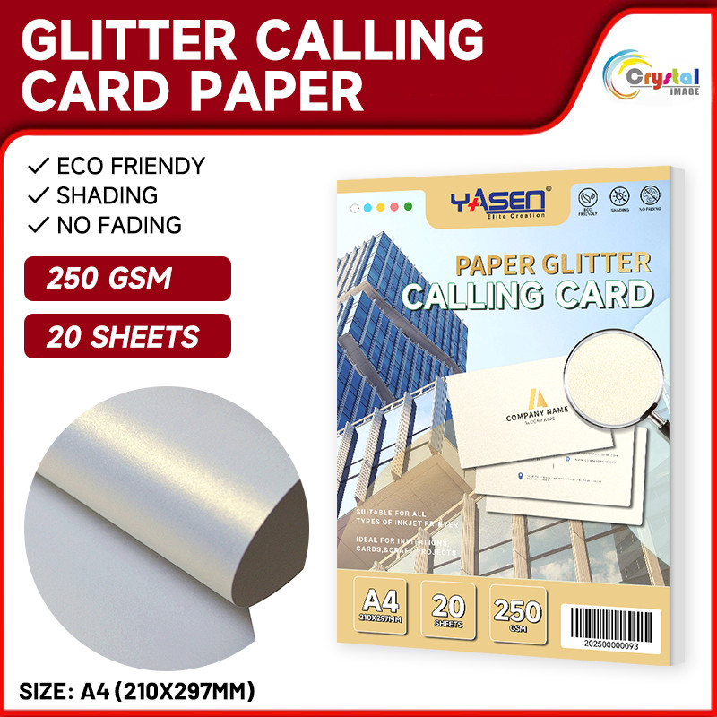 Glitter Calling Card Paper - A4 Size 250gsm 20 Sheets/Vibrant Sparkle ...
