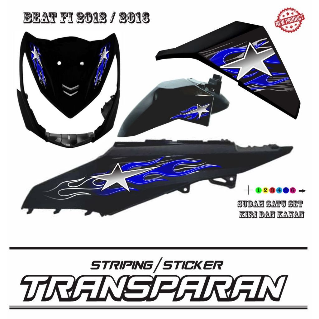 HONDA BEAT FI MOTORCYCLE STICKER TRANSPARENT UV POLET ART MOTIF ...