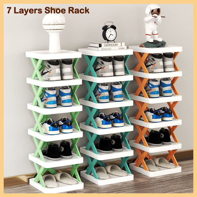 Folding Multi-tier Shoe Rack X-Shaped Plastic Shoes Organizers Simple ...