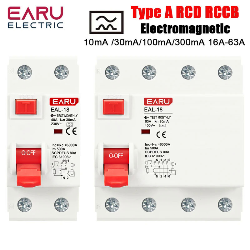2P 4P 10/30/100/300mA Type A RCCB RCD ELCB Electromagnetic Residual ...