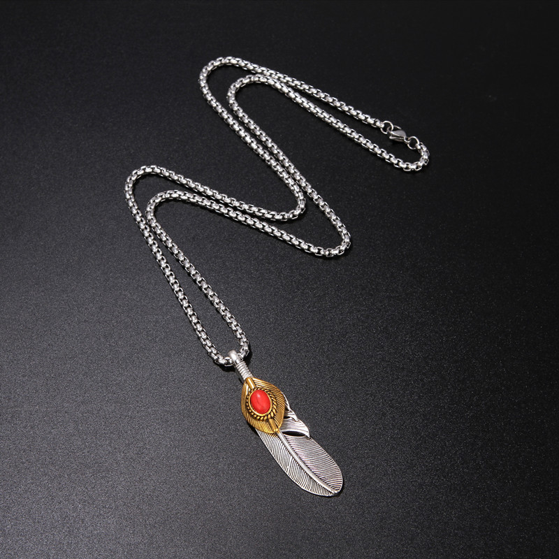 Influencer Same Style Feather Necklace Men Women Street Wear Leaf Eagle Claw Replica Takahashi Pendant Nightclub S I.426405885