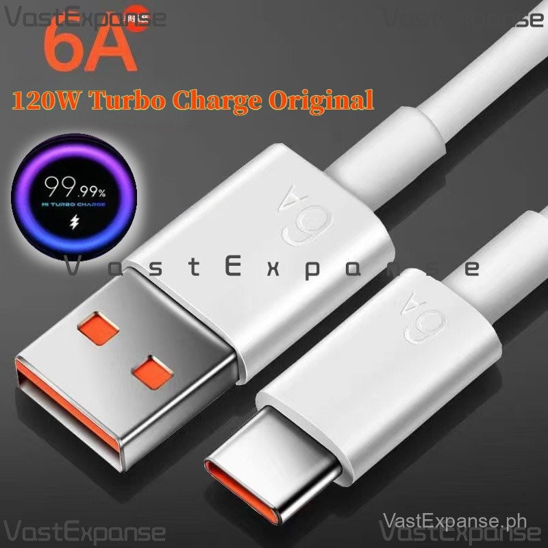 120W 6A ultra fast charging cable Type-C fast charger for fast charging  Turbo Charge For Huawei Honor &Xiaomi Redmi Note Suitable for 33W, 66W, and 