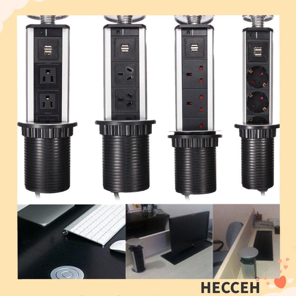 HECCEH 3 Plug Socket 2 USB Home Electrical Outlet Retractable Hidden ...