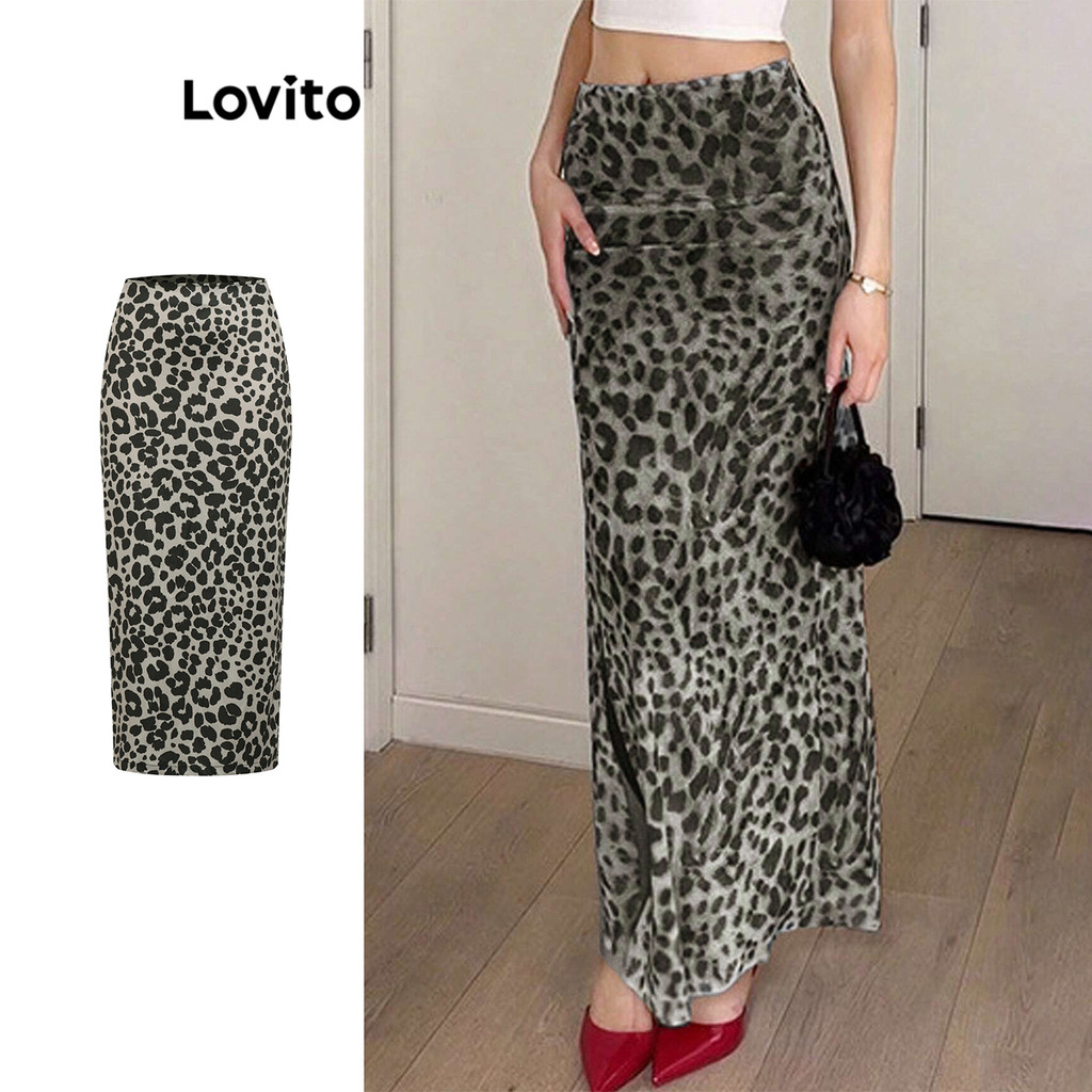Lovito Women Casual Leopard Basic Skirt L106AD210 | Shopee Philippines