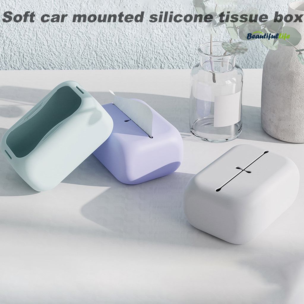 Beautifullife Car Tissue Storage Box Easy Access Flexible Reusable ...