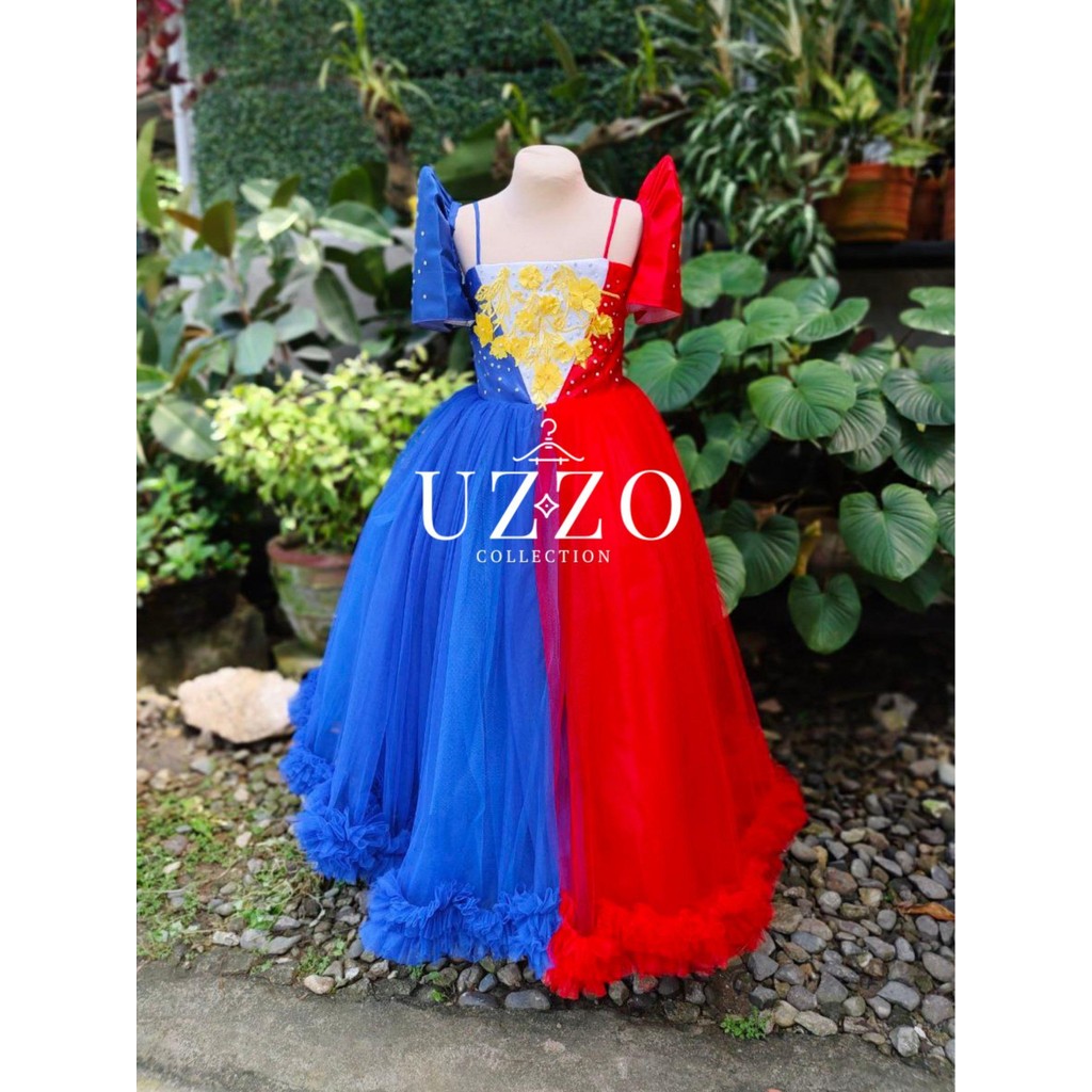 UZZO Philippine Flag Inspired Filipiniana Ball Gown Kids United Nations ...