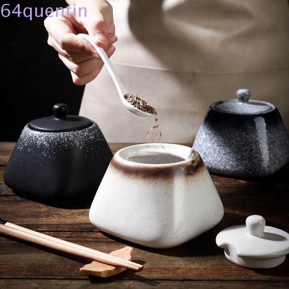 QUENTIN Salt Storage Jar, Ceramic Save Space Condiment Can, Japanese ...