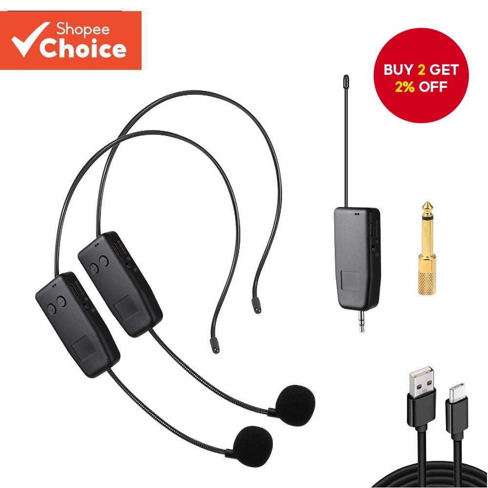 thumbnail image 2 of Wireless Lavalier Microphone Set With Head-Mounted Transmitter 2 of 12