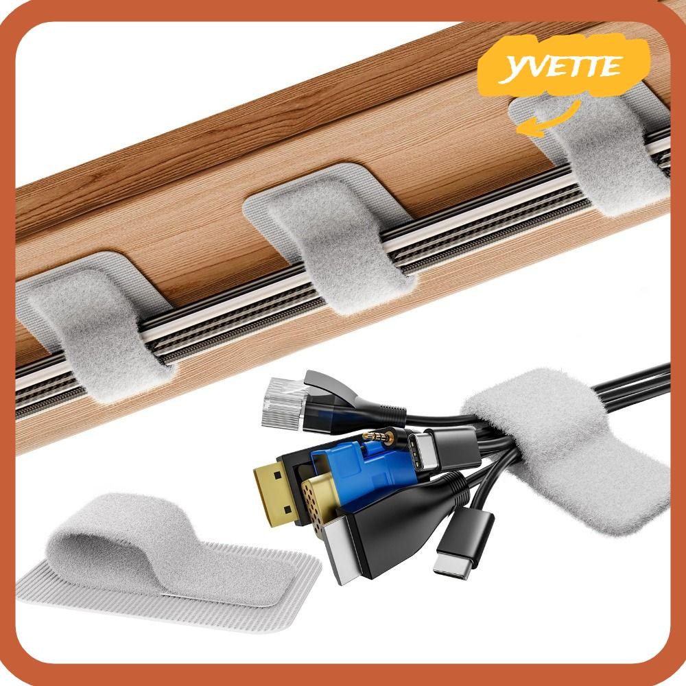 YVE 10Pcs Cable Management Band, Under Desk Hidden Cord Organizer ...