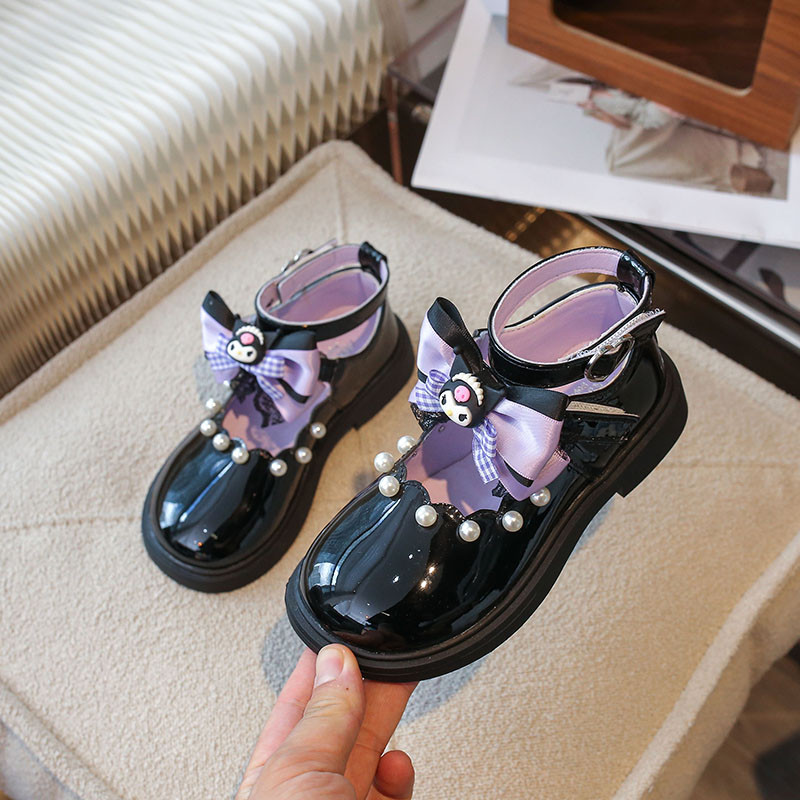 Cute Kuromi Little Girl Leather Shoes Cartoon Fashion Children Princess