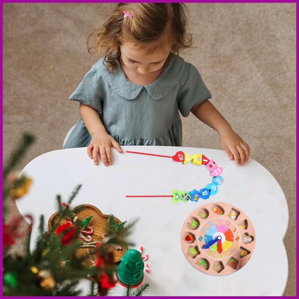 Wooden Shape Color Sorting Clock Children Clock Teaching Toy Early ...