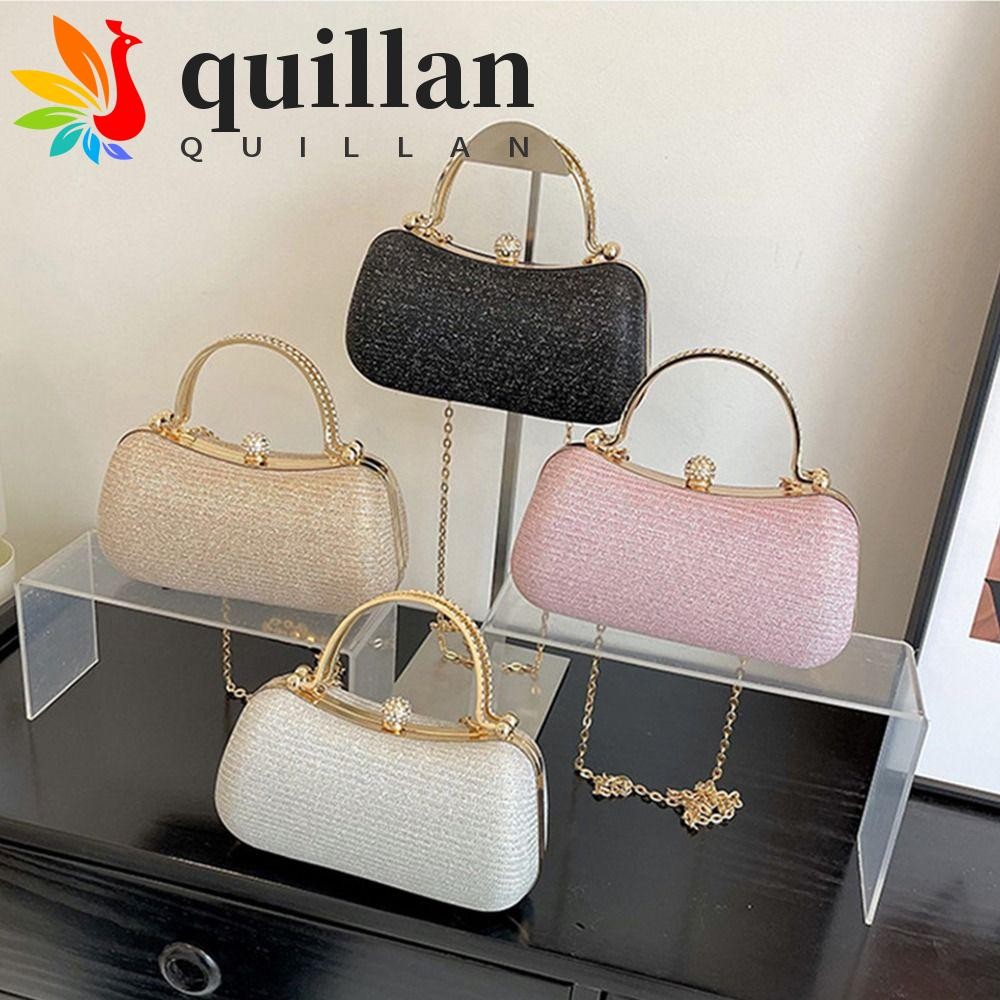 QUILLAN Evening Banquet Bag, Glitter Rhinestone Box Handbag, Mini Large