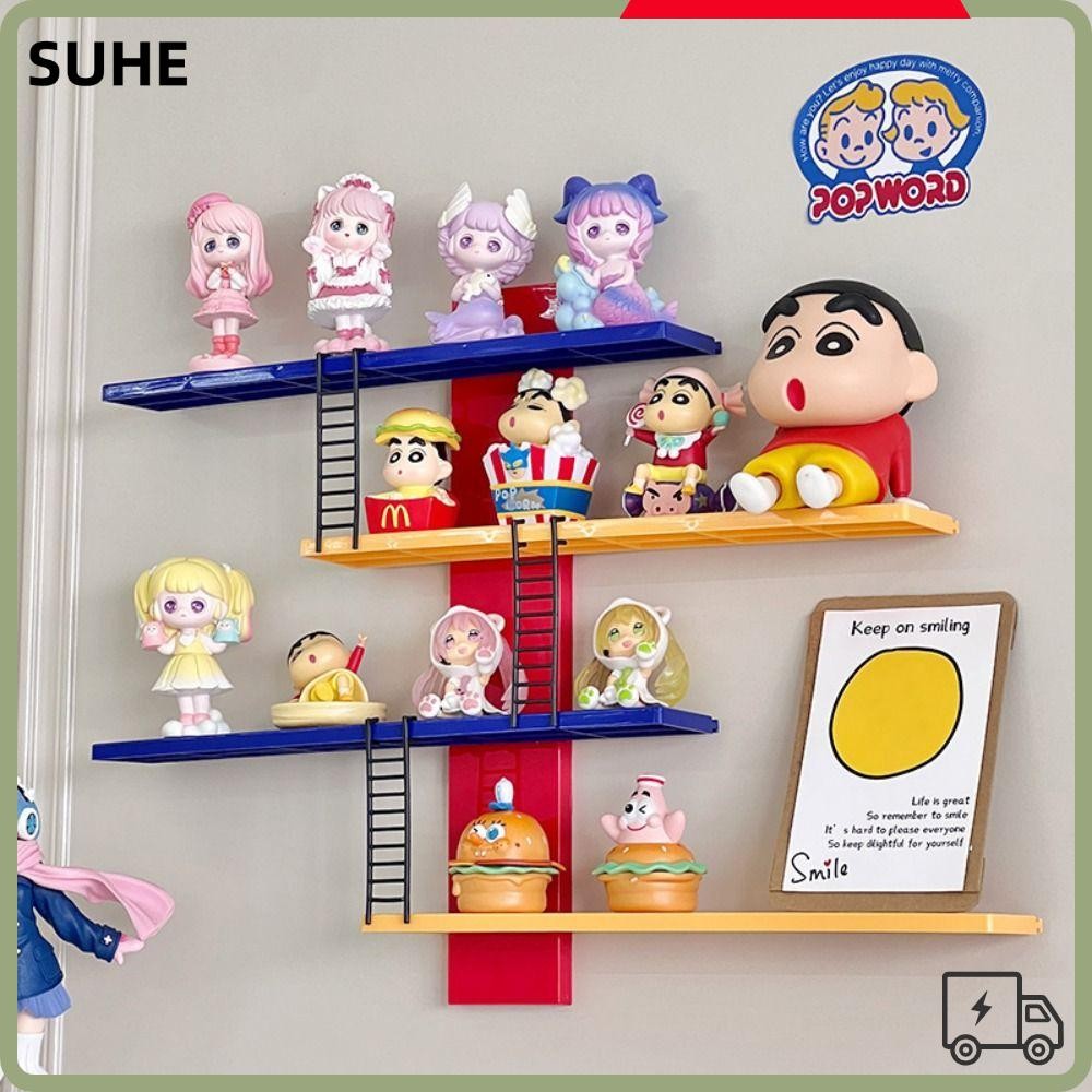 HI-SUHE Box Display Rack, Ladder Style DIY Doll Display Cabinet, Wall ...