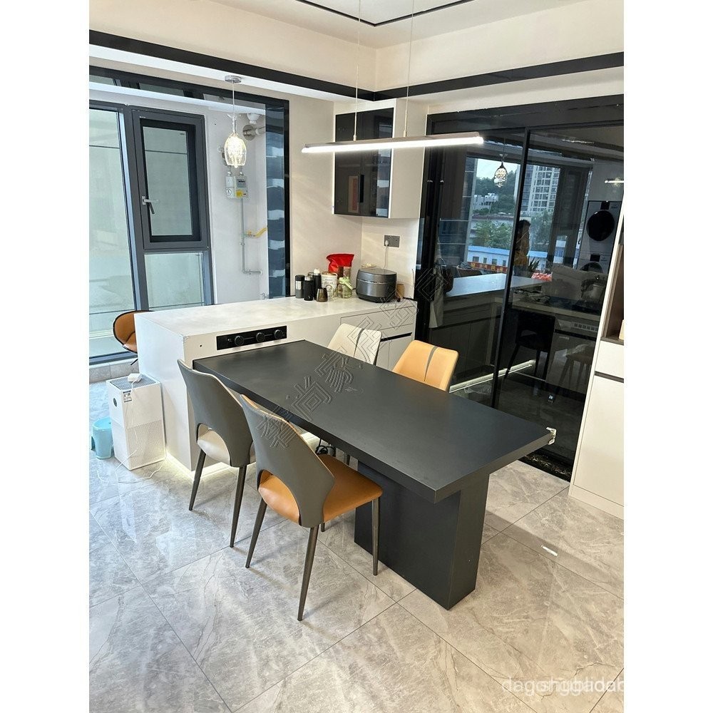 Small apartment extendable island dining table combo L Modern ...