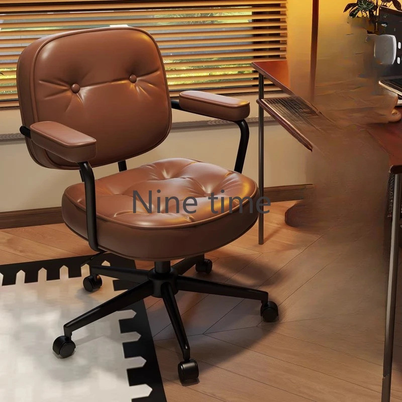 Leather Vintage Office Chair Roller Adjustable Extension Recliner Gamer ...