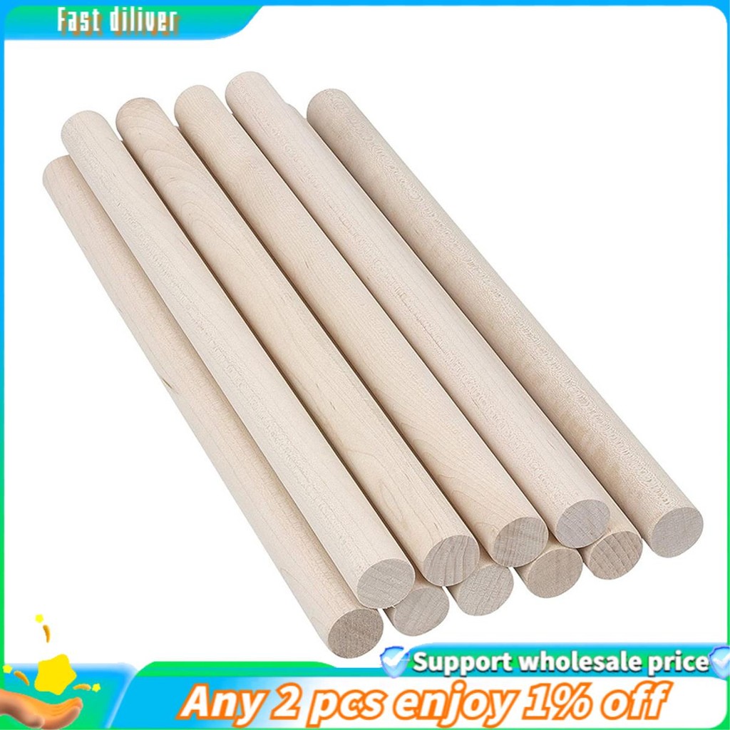 50Pcs Wooden Dowel Rods Unfinished Wood Dowels, Solid Hardwood Sticks ...