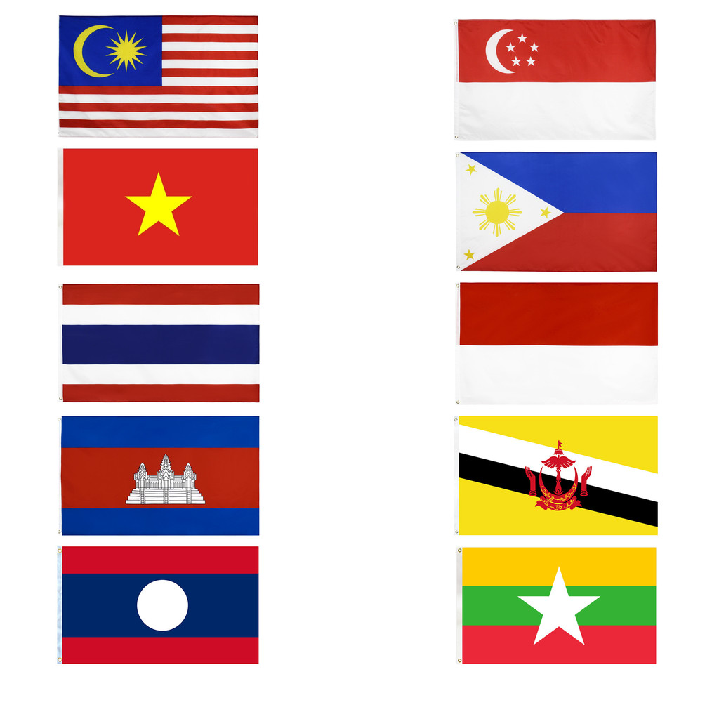 90*150cm ASEAN Flag Countries Singapore/Malaysia/Indonesia/Thailand ...