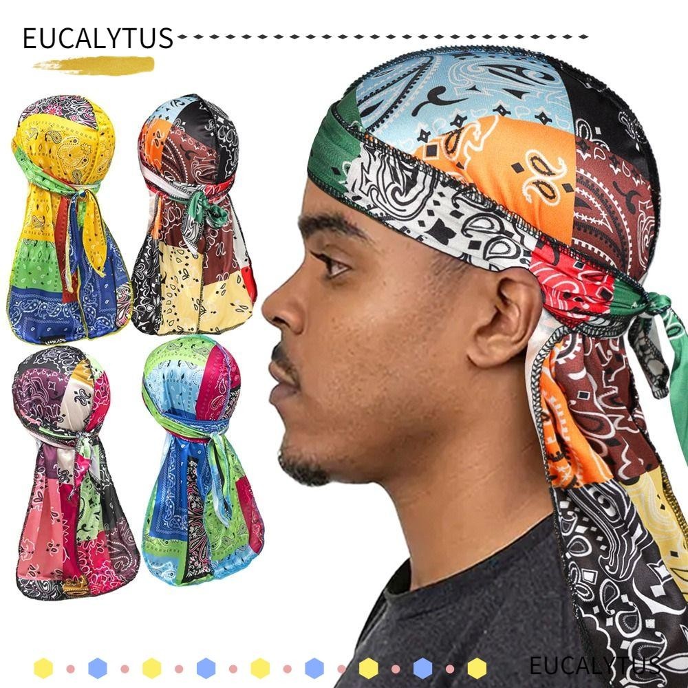 EUTUS Silky Durag for Men, Pre-Tied Adjustable Sport Bandana, Printed ...