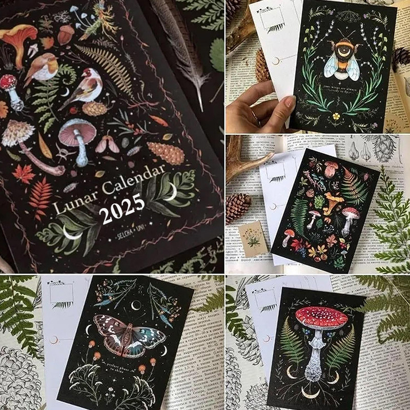 GMARTY Dark Forest Lunar Calendar 2025 Contains 12 Original