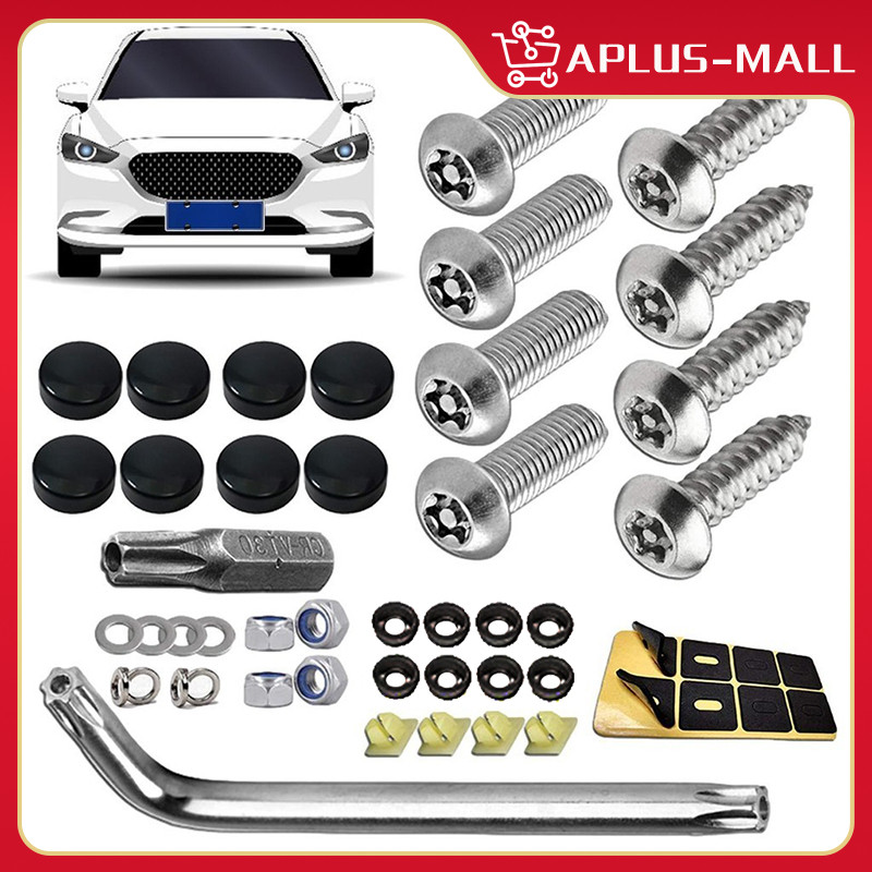 License Plate Screw Set Car Chrome Anti-theft Screws Stainless Steel ...