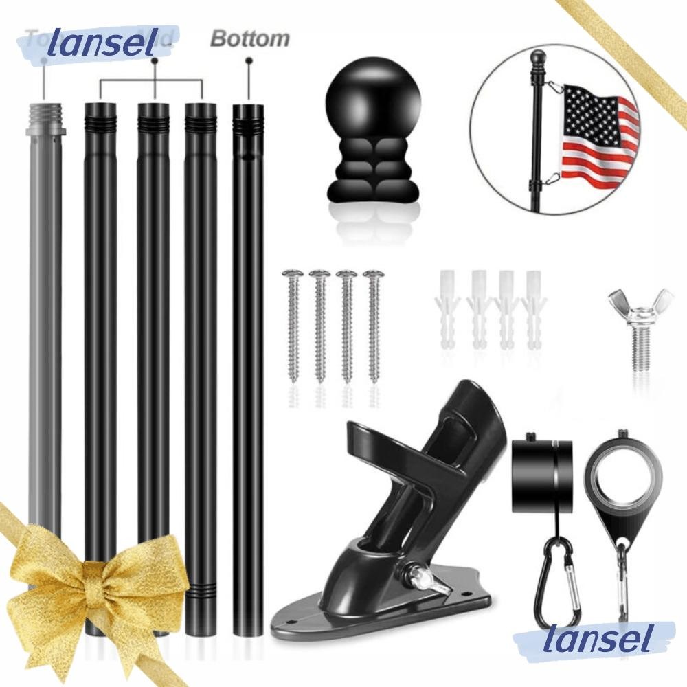 LANSEL 6ft Flagpole Collapsible Wall Mounting Flagpole Base Banner Rack