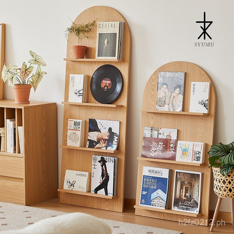 Vintage Magazine Rack Wooden Floor Arch Storage Rack Simple Bookshelf ...
