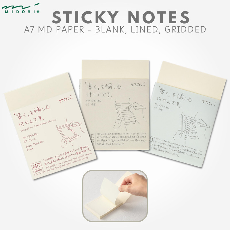 MIDORI MD Sticky Notes A7 Variety Pack, Japan Diary/ Journal Stationery ...