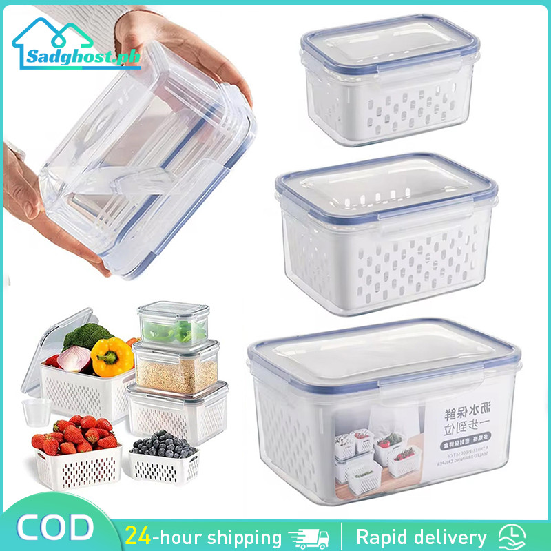 3 Pack Refrigerator Storage Box Produce Saver Container with Lids ...