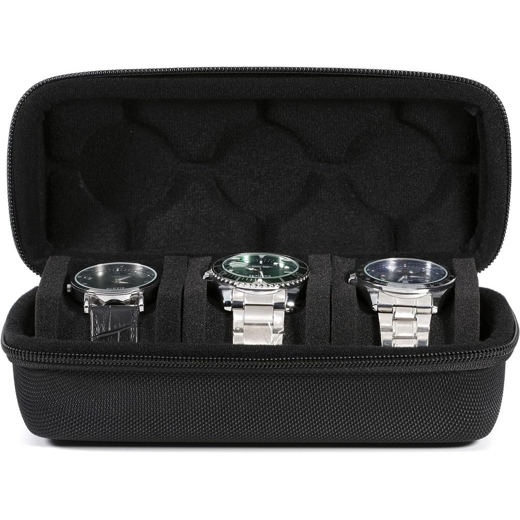 EVA Watch Storage Box 3 Slots Roll Travel Case Black Portable Vintage ...