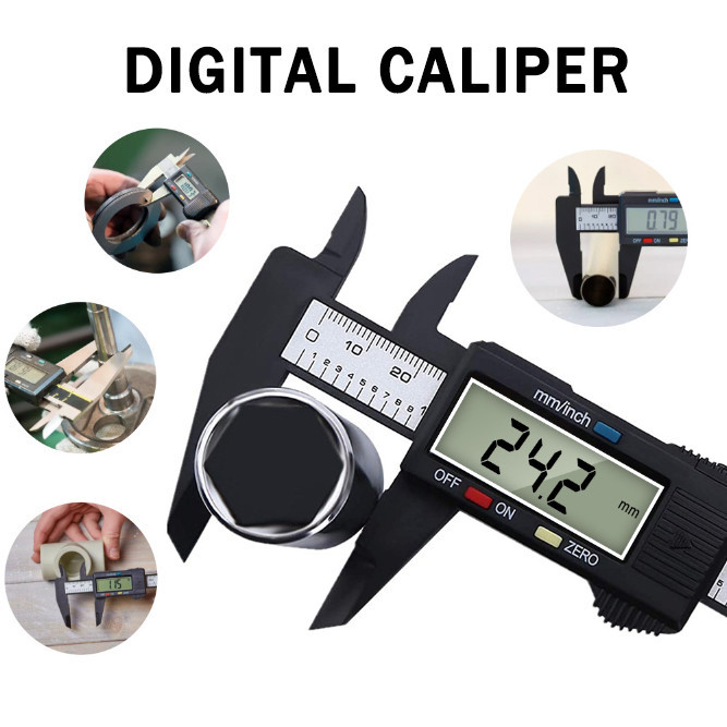Electronic Digital Caliper 150mm Mini Ruler Carbon Fiber Composite ...