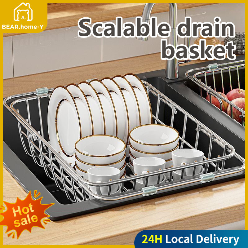 Sink drain rack Stainless steel drain basket utensil storage rack ...