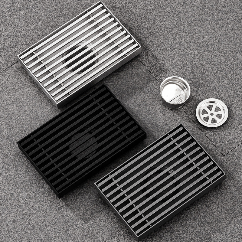 Black Square Deodorant Floor Drain304Stainless Steel Solid Floor Drain ...