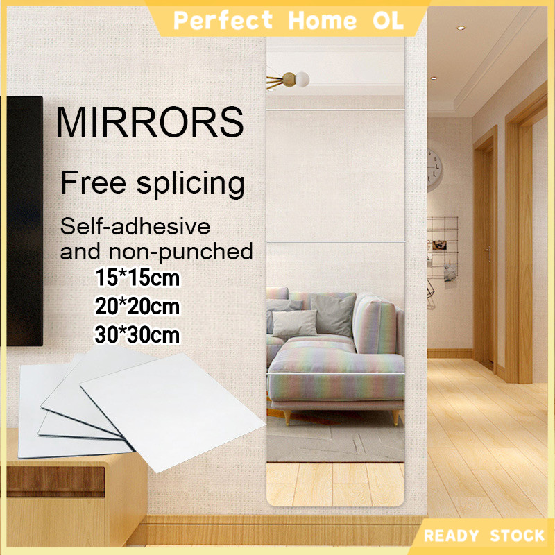 10/20/30CM Mirror Wall Sticker Self Adhesive Acrylic Reflective Soft ...
