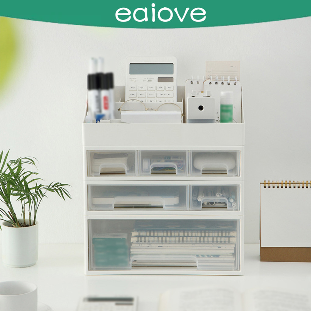 1/2/3 White Efficient Workspace With Stacked Drawers ple And ...