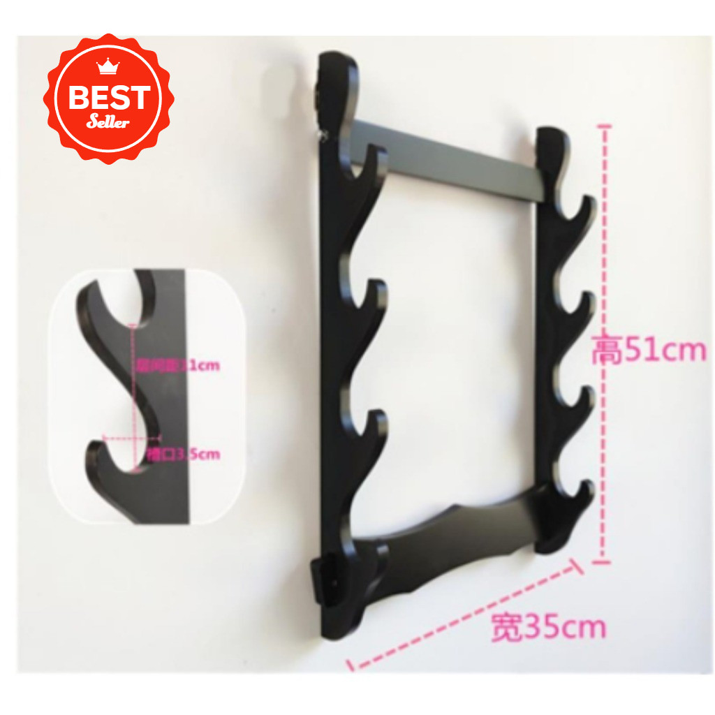 [In Stock/COD]4-layer wall mounted sword rack, home black fishing rod ...
