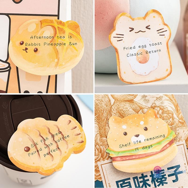 Amonghot> 30Sheets Creative Kawaii Bread Dessert Sticky Note Cute ...
