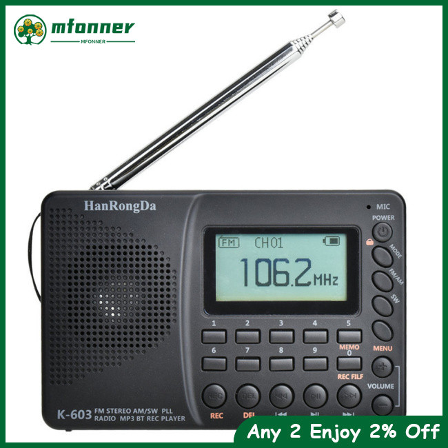 Mfonner Pocket Radio With LCD Screen Digital Recorder Portable Radio TF
