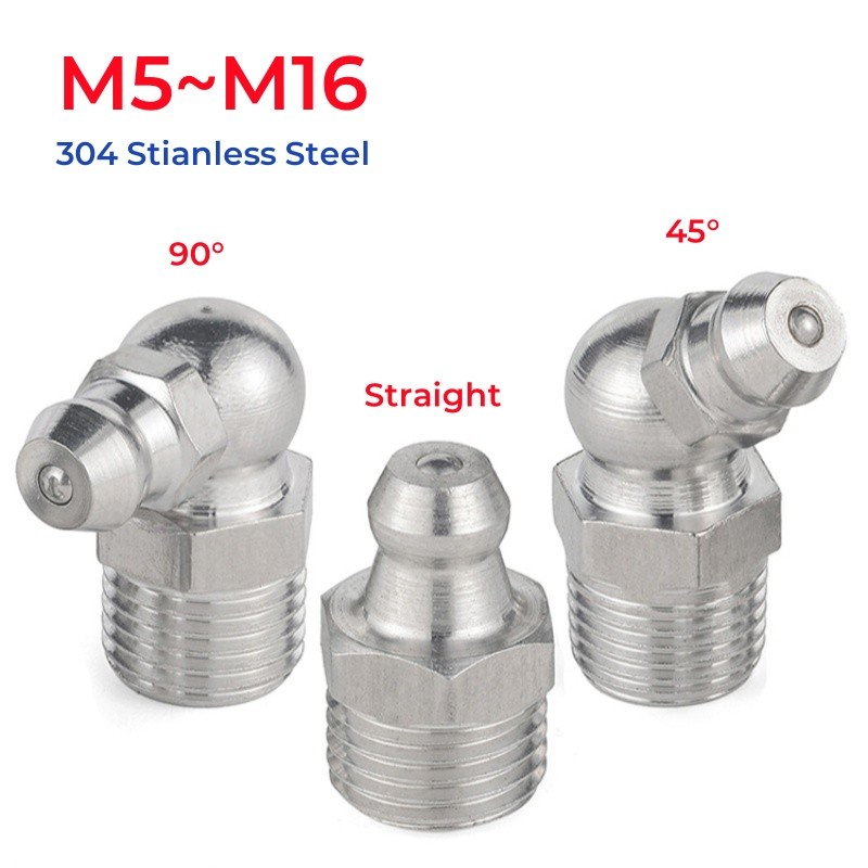 M5 M6 M8 M10 M12 M14 M16 304 Stianless Steel Male Thread Grease Zerk ...
