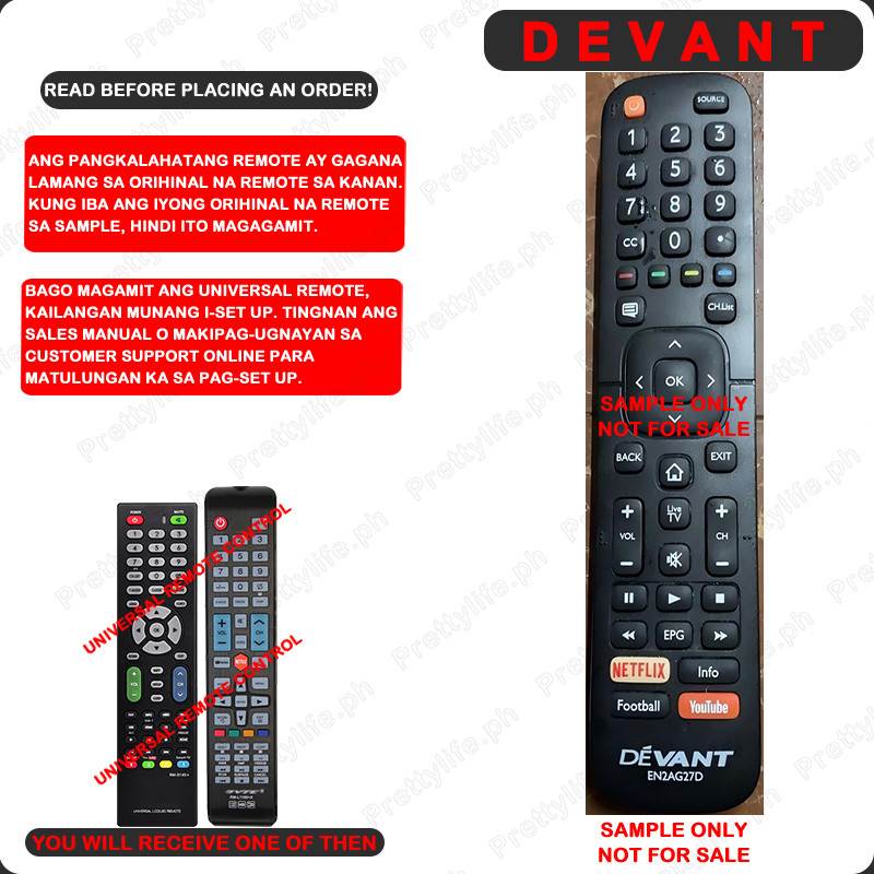 Universal Remote Control for devant LED TV Works with All Models ...