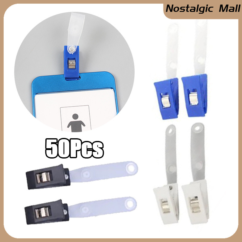 50pcs ID Clip Holder Plastic For Cards Badge Holders Name Tags Work ...