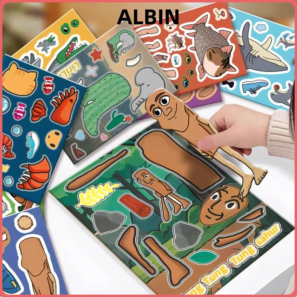 ALBIN Tralalero Tralala Stickers, Cartoon Design Italian Style Cartoon ...