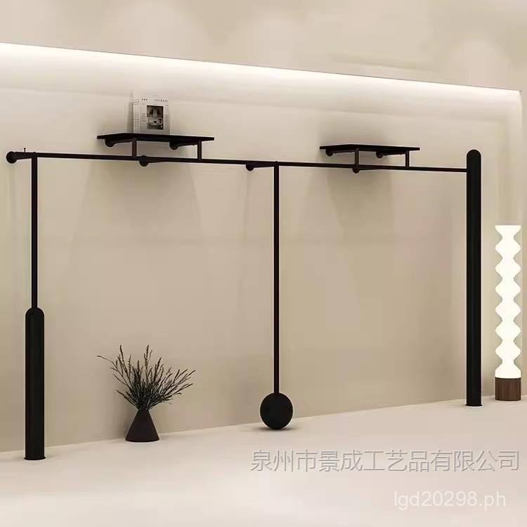 Display Bold Simple Wall-Mounted Clothes Rack Black Women's Clothing ...